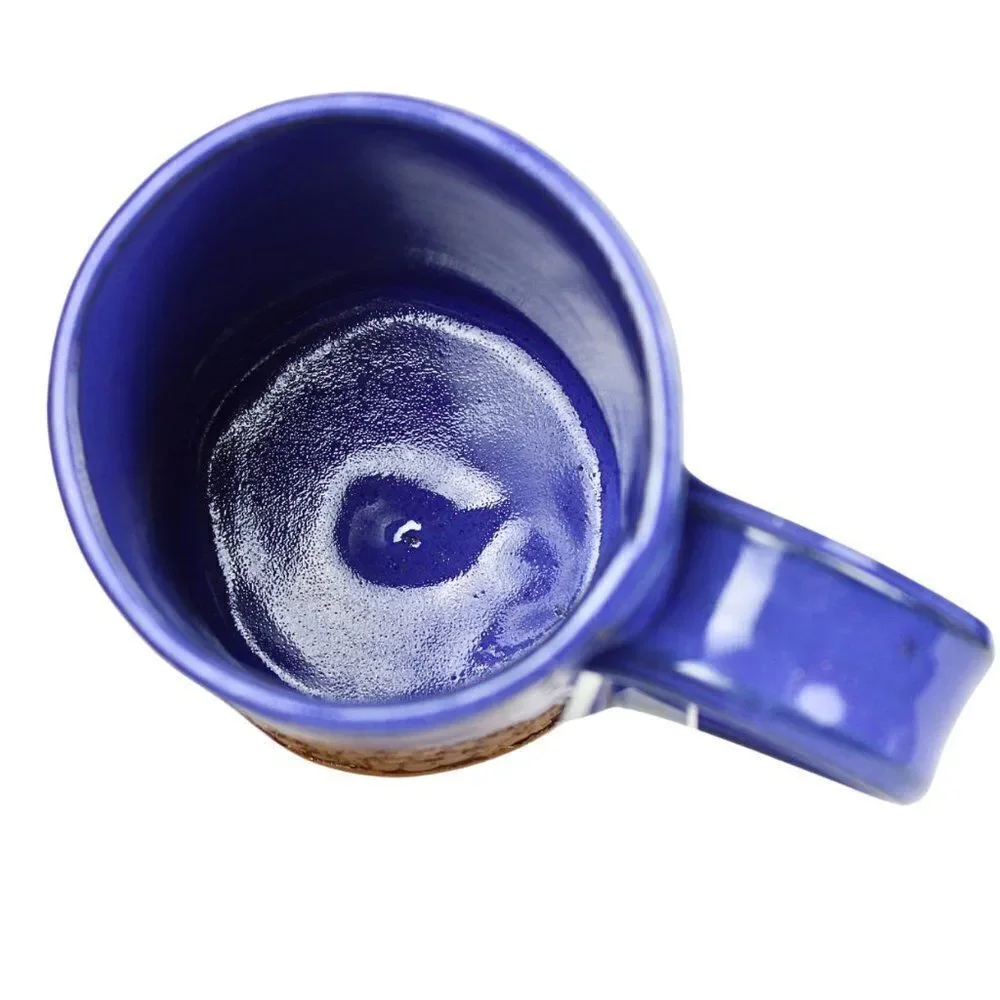 Mug Handmade Blue Glaze Clay Unique Texture Hand Crafted & Signed by Artist Liza